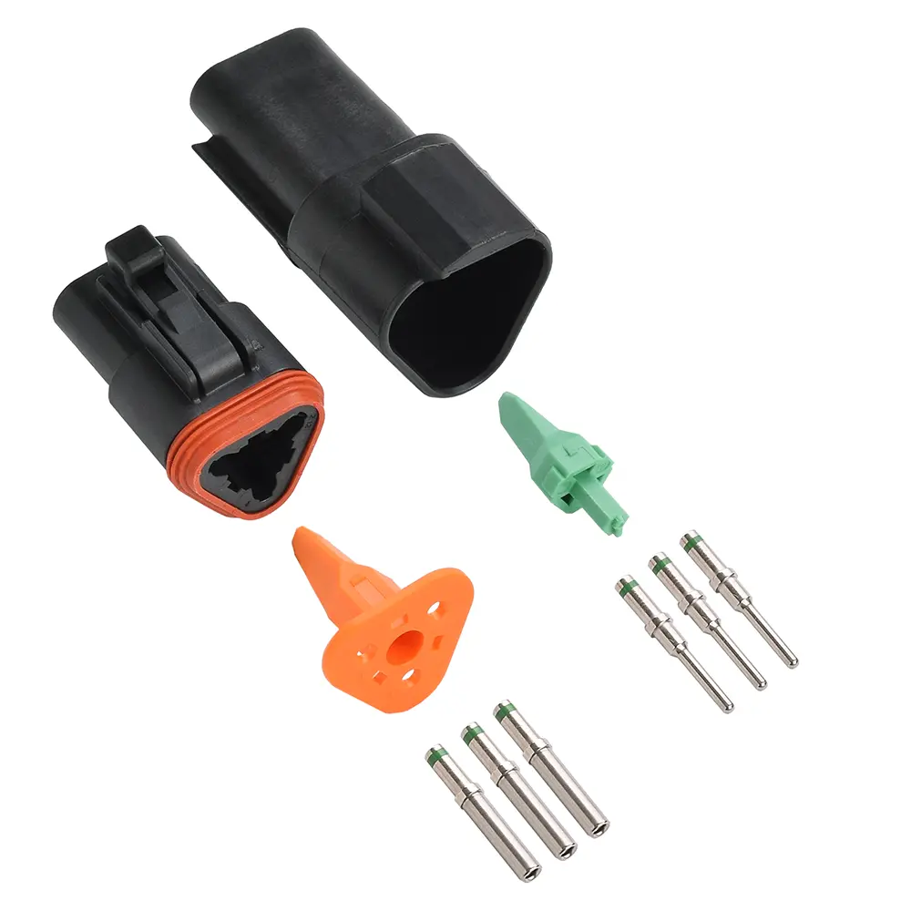 DT 3 Pin Conn Kit Solid Nickle 16-14 Black