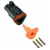 DT 3 Pin Plug Kit Solid Gold 16-14 Black