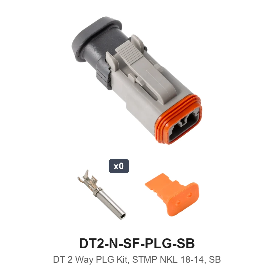Deutsch DT 2 Way Plug Kit Stamped Nickel Plug SB - DT2-N-SF-PLG-SB