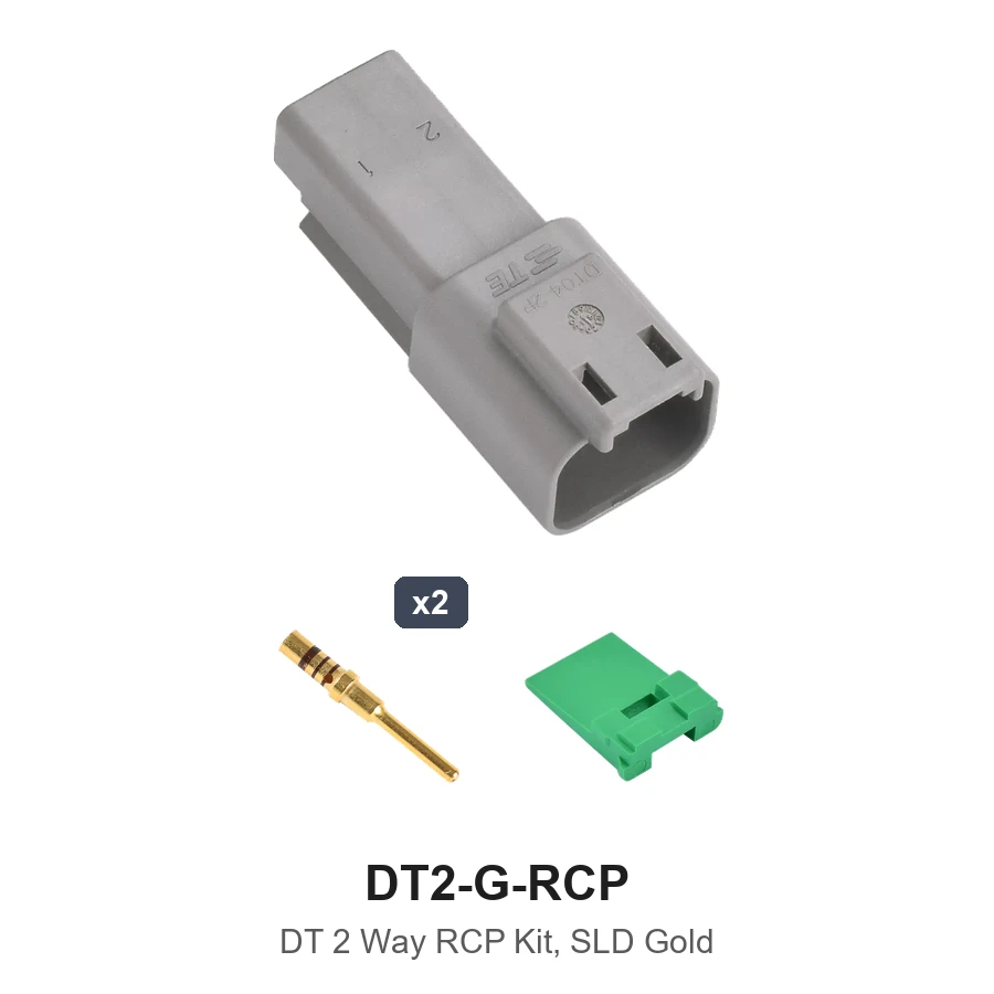 Deutsch DT 2 Way Receptacle Kit Solid Gold - DT2-G-RCP