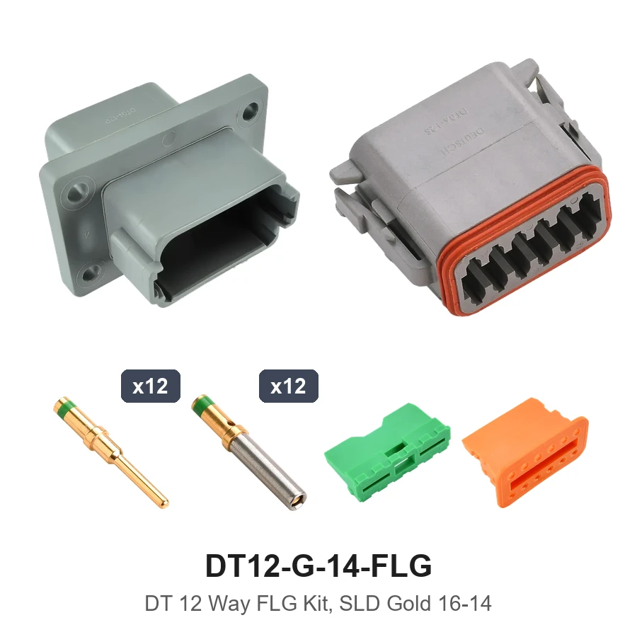 DT 12 Way Flanged Kit Solid Gold 16-14 - DT12-G-14-FLG
