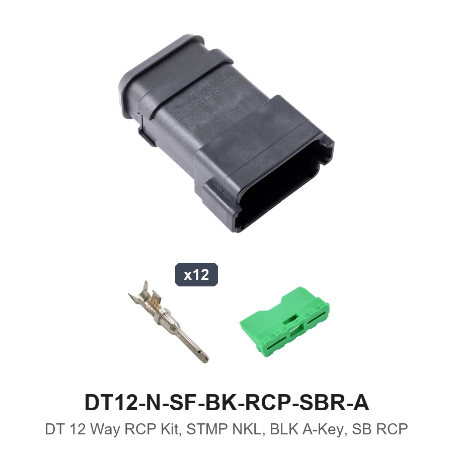 DT 12 Way RCP Kit, STMP NKL, BLK A-KEY, SB RCP - DT12-N-SF-BK-RCP-SBR-A