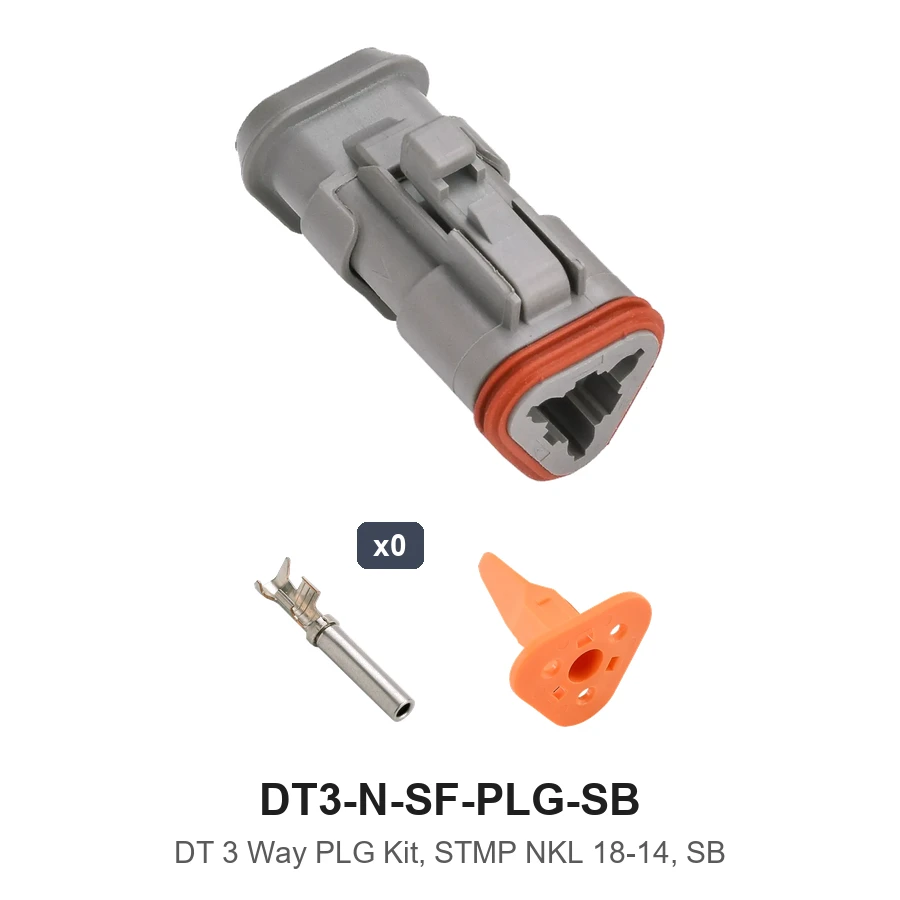 DT 3 Pin Plug Kit Stamped Nickel Plug SB - DT3-N-SF-PLG-SB