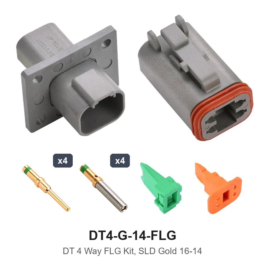 DT 4 Way Flanged Kit Solid Gold 16-14 - DT4-G-14-FLG