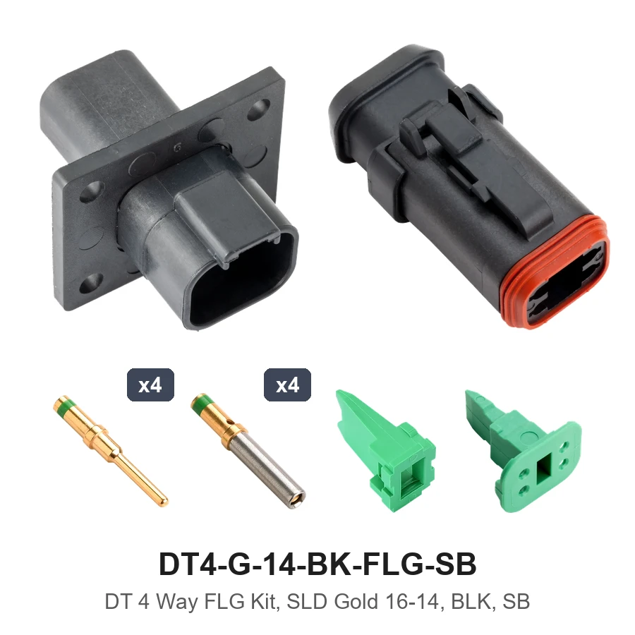 DT 4 Way FLG Kit, SLD Gold 16-14, BLK, SB - DT4-G-14-BK-FLG-SB