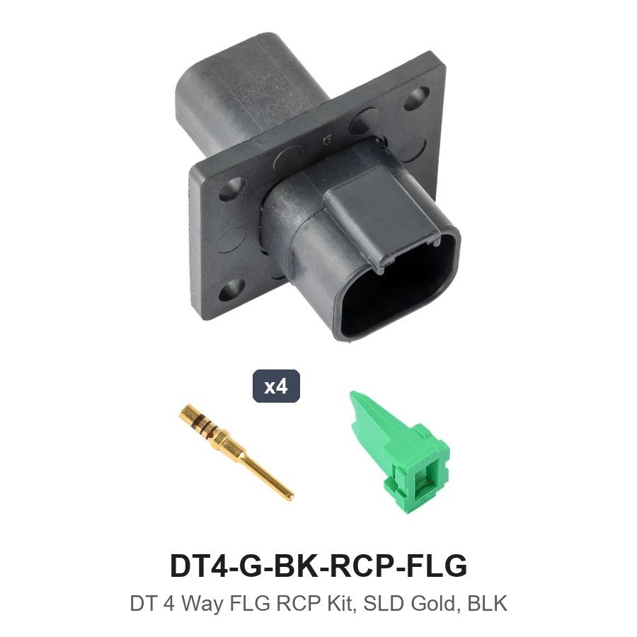 DT 4 Way FLG RCP Kit, SLD Gold, BLK - DT4-G-BK-RCP-FLG