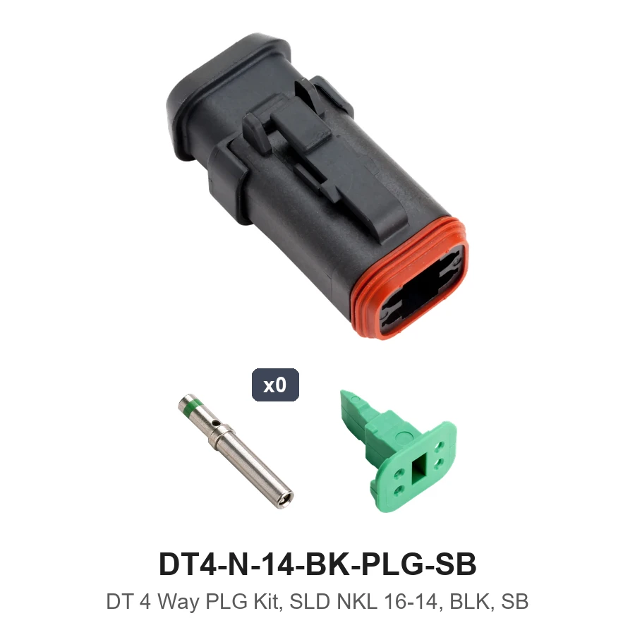 DT 4 Way PLG Kit, SLD NKL 16-14, BLK, SB - DT4-N-14-BK-PLG-SB