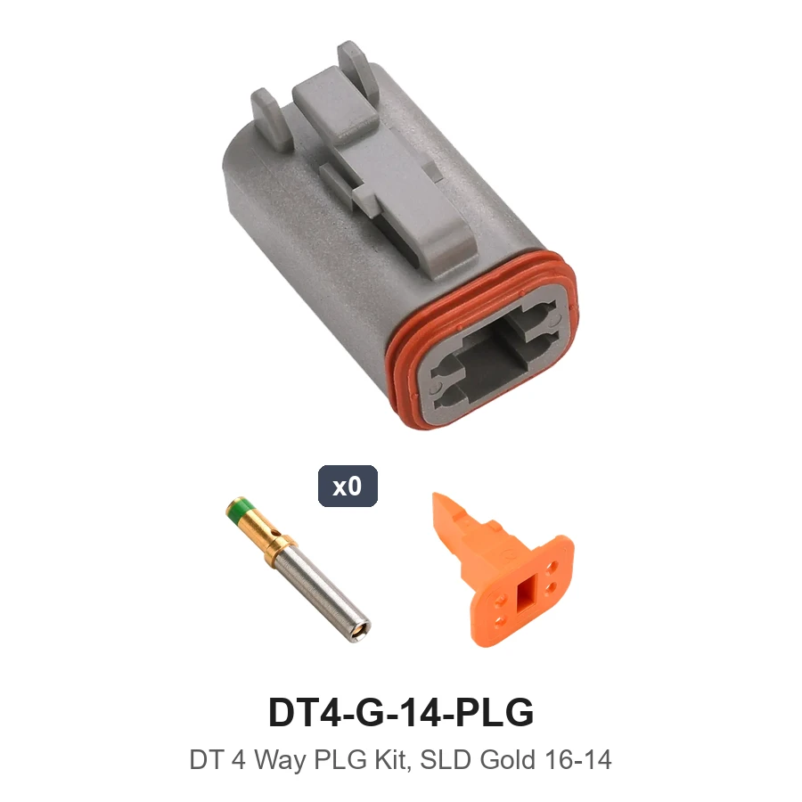 DT 4 Way Plug Kit Gold 16-14 Solid - DT4-G-14-PLG