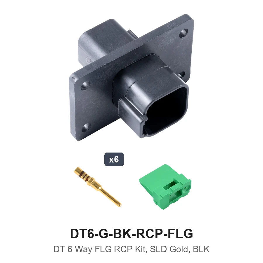 DT 6 Way FLG RCP Kit, SLD Gold, BLK - DT6-G-BK-RCP-FLG