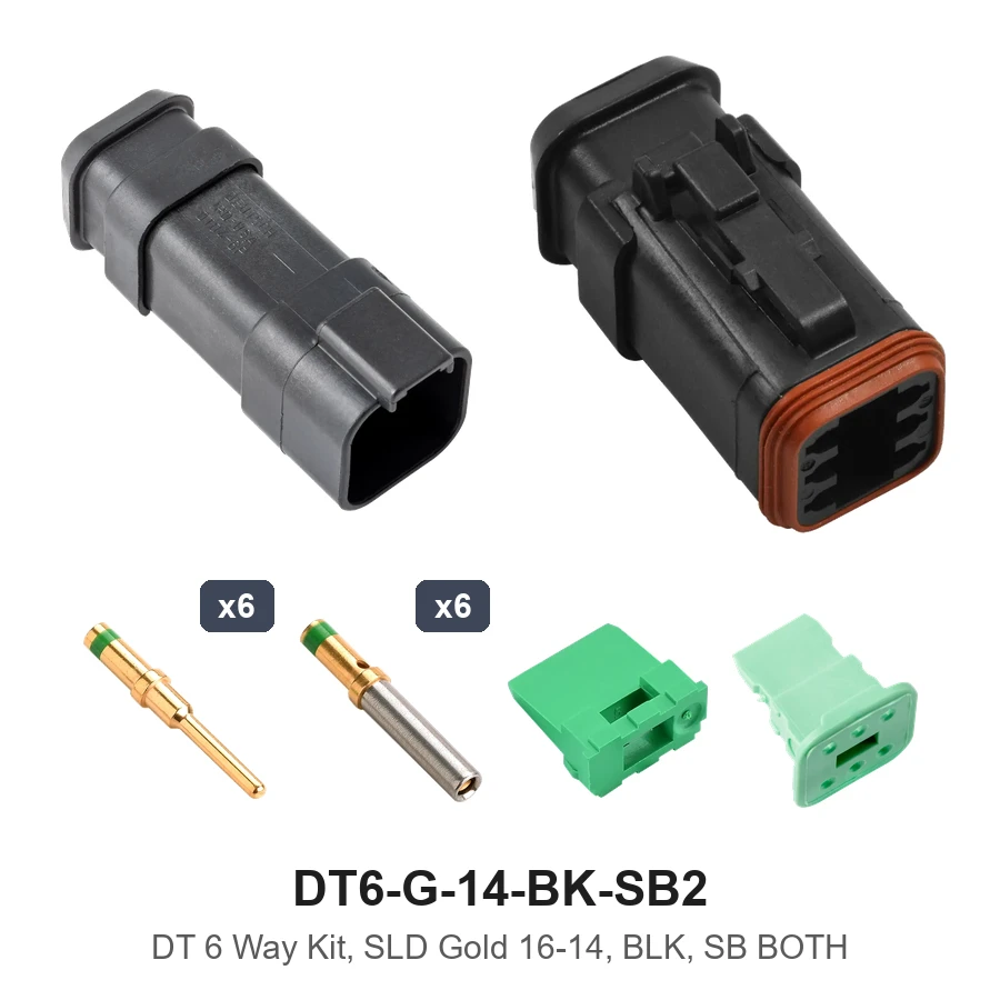 DT 6 Way Kit, SLD Gold 16-14, BLK, SB Both - DT6-G-14-BK-SB2
