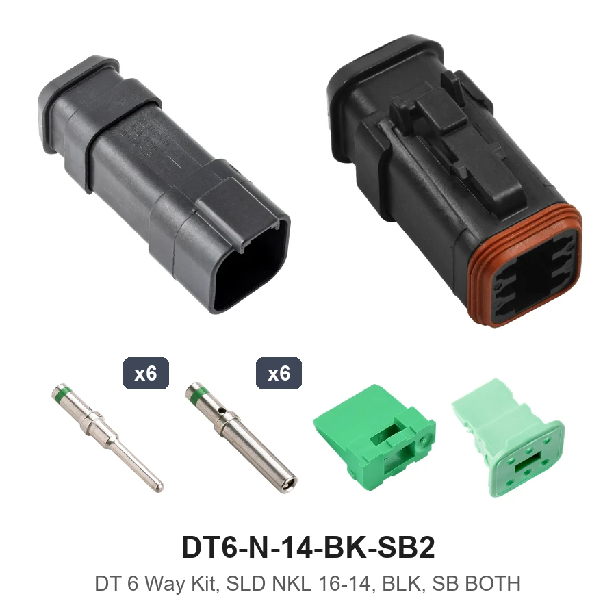 DT 6 Way Kit, SLD NKL 16-14, BLK, SB Both - DT6-N-14-BK-SB2