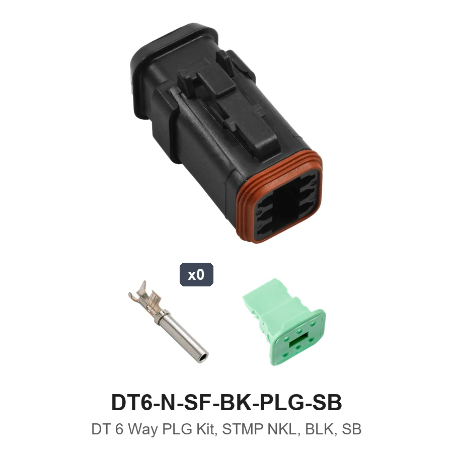 DT 6 Way PLG Kit, STMP NKL, BLK, SB - DT6-N-SF-BK-PLG-SB
