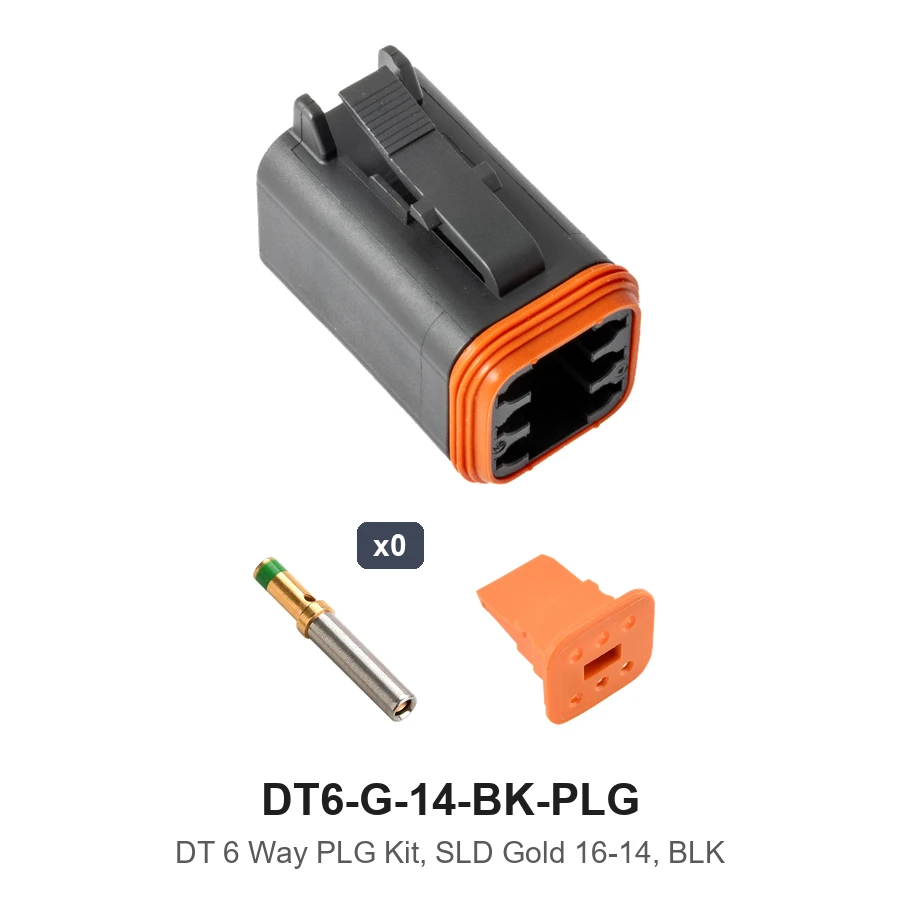DT 6 Way Plug Kit Solid Gold Black - DT6-G-14-BK-PLG