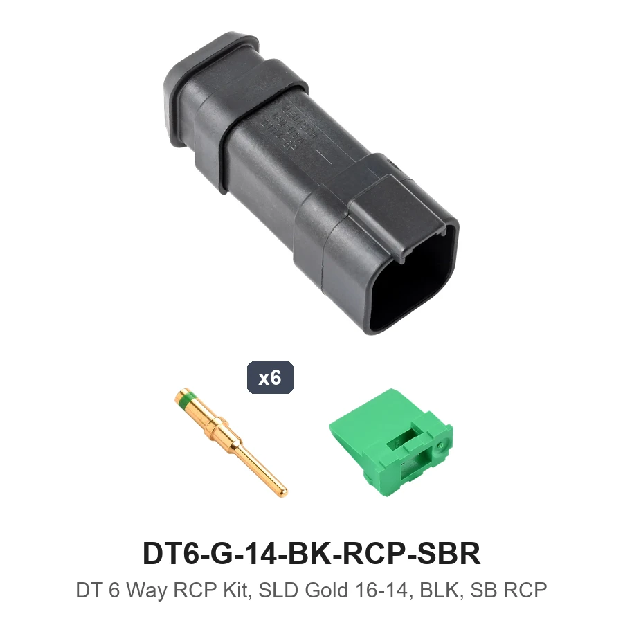 DT 6 Way RCP Kit, SLD Gold 16-14, BLK, SB RCP - DT6-G-14-BK-RCP-SBR