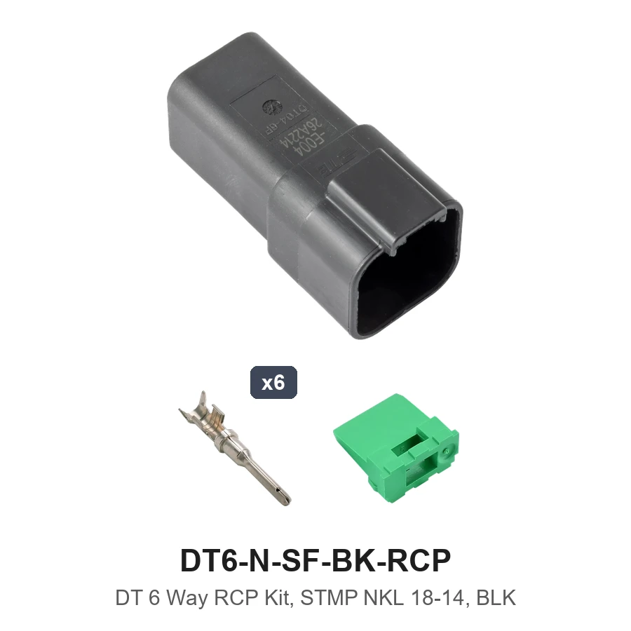 DT 6 Way Receptacle Kit Stamped Nickel Black - DT6-N-SF-BK-RCP