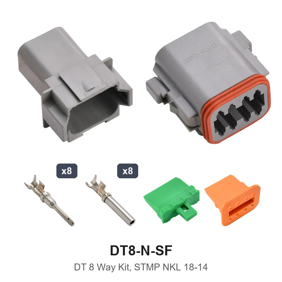 DT 8 Pin Conn Kit Stamped Nickel - DT8-N-SF