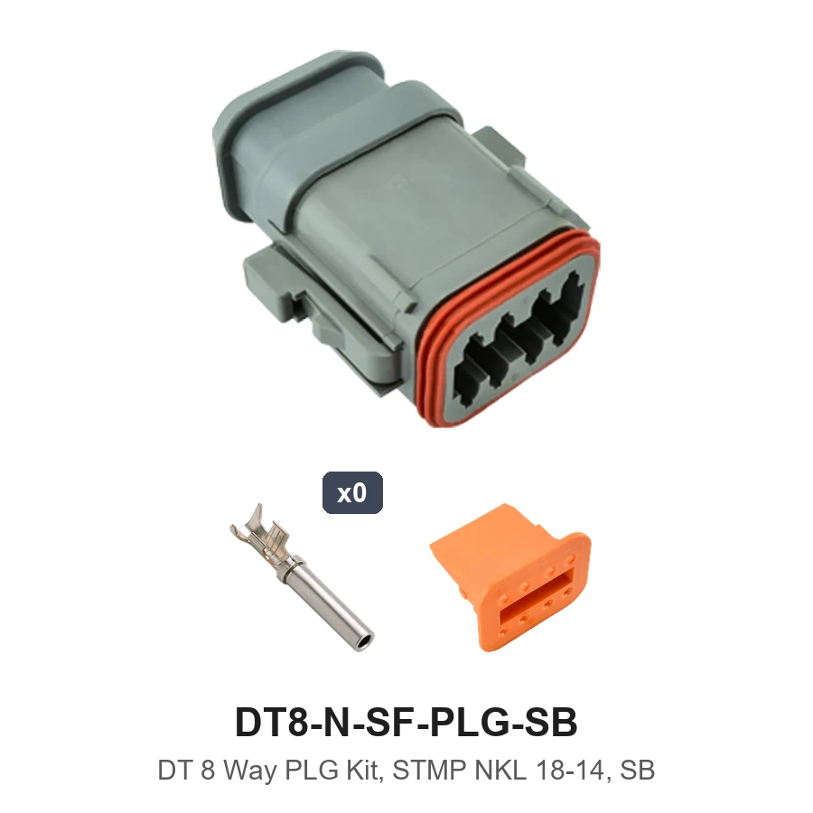 DT 8 Pin Plug Conn Kit Stamped Nickel SB - DT8-N-SF-PLG-SB