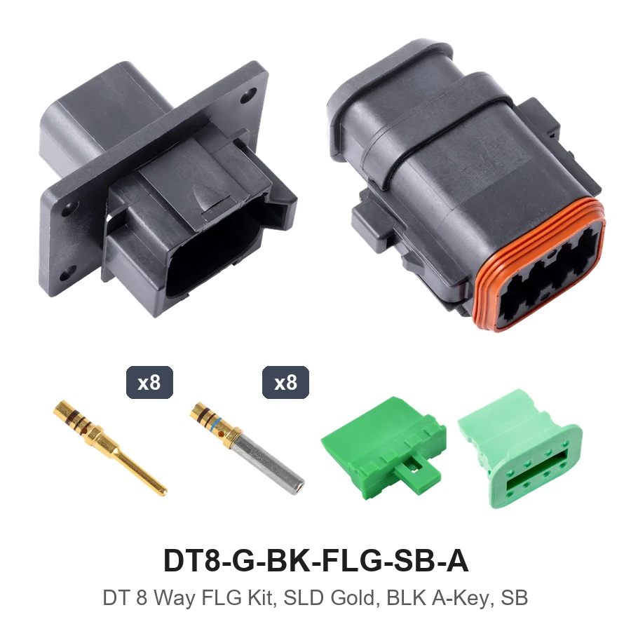 DT 8 Way FLG Kit, SLD Gold, BLK A-KEY, SB - DT8-G-BK-FLG-SB-A