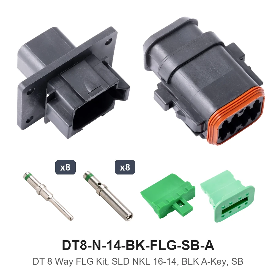 DT 8 Way FLG Kit, SLD NKL 16-14, BLK A-KEY, SB - DT8-N-14-BK-FLG-SB-A