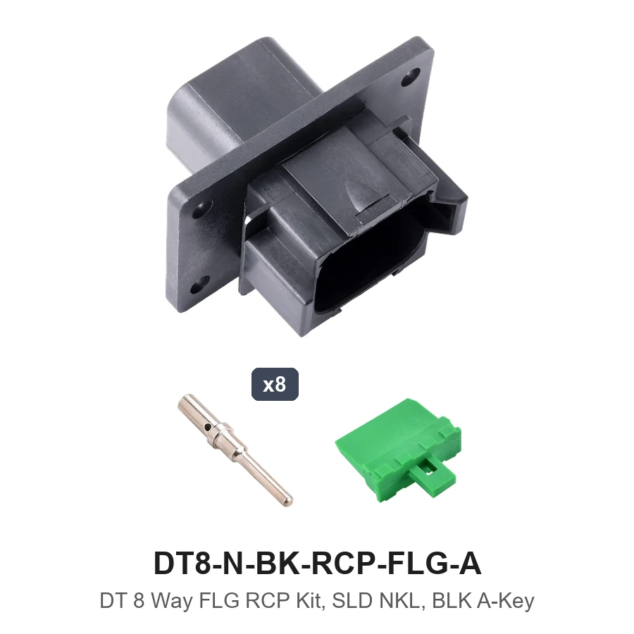 DT 8 Way FLG RCP Kit, SLD NKL, BLK A-KEY - DT8-N-BK-RCP-FLG-A