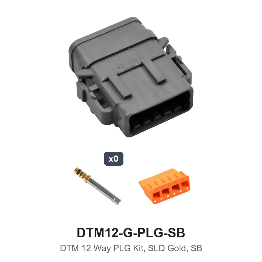 DTM 12 Way Plug Kit Gold Solid SB - DTM12-G-PLG-SB