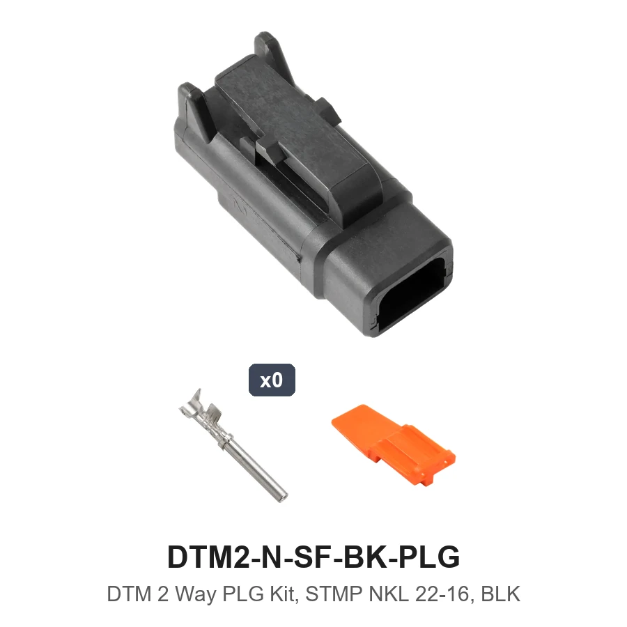 DTM 2 Way Plug Kit Nickel Stamped Black - DTM2-N-SF-BK-PLG