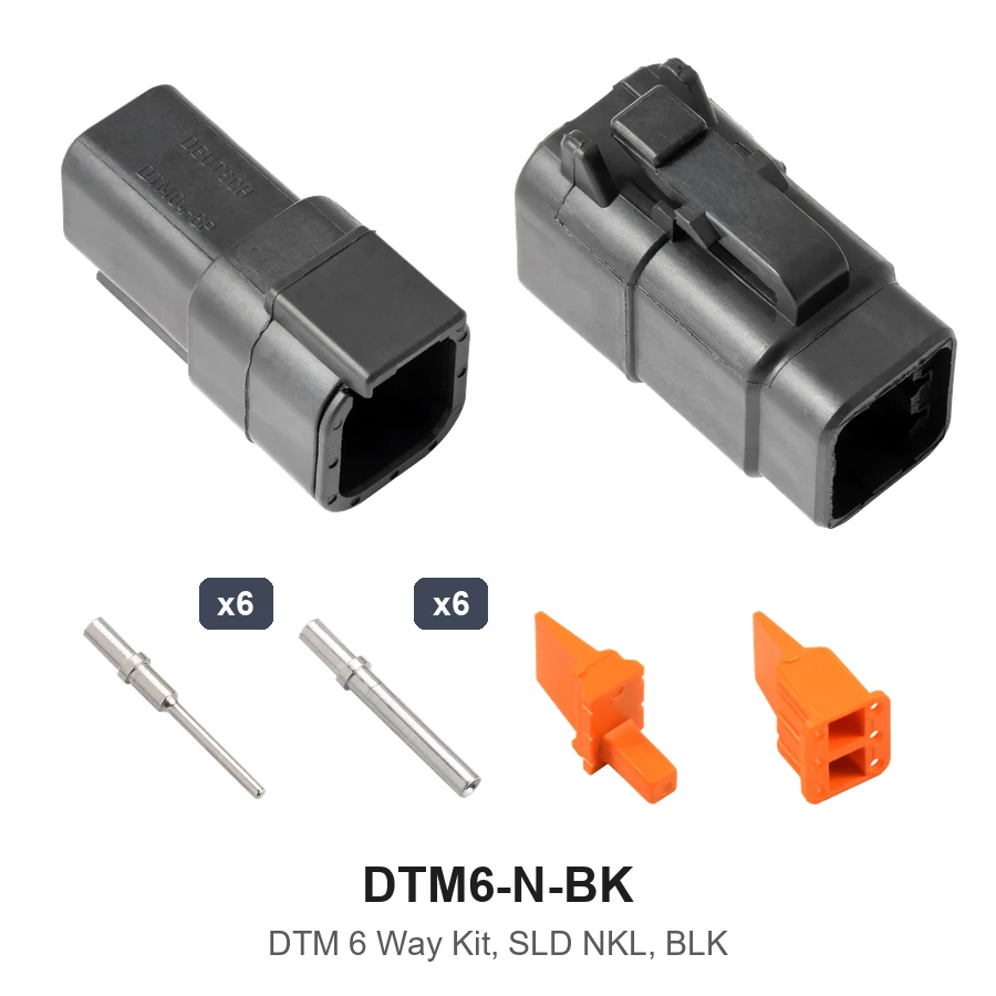 DTM 6 Pin Way Kit Nickel Solid Black - DTM6-N-BK