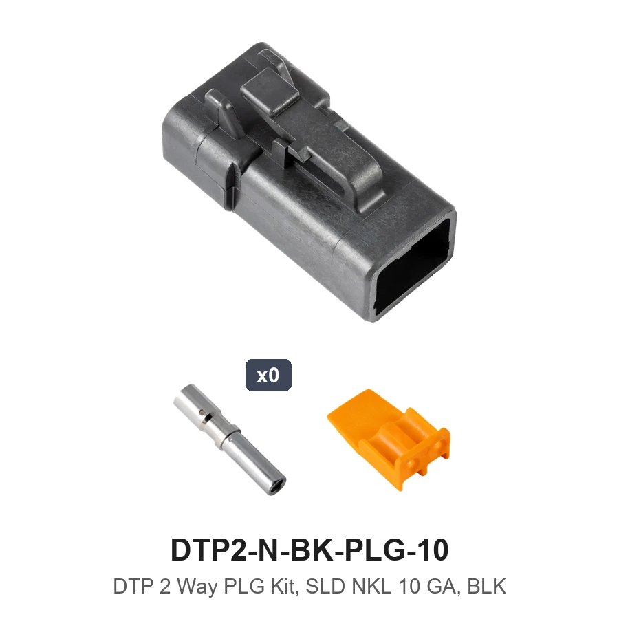 DTP 2 Way Plug Kit Solid Nickle 10 GA Black - DTP2-N-BK-PLG-10